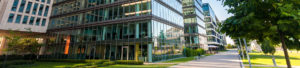 Modern office buildings to promote Greenfield Risk Solutions Insurance Brokers - Property Insurance