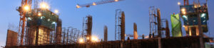 Construction site at night to promote Greenfield Risk Solutions Insurance Brokers - Construction and Contractors Insurance