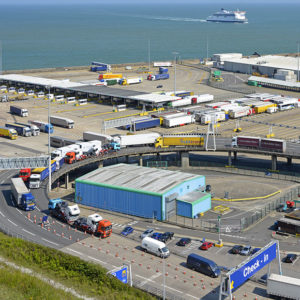 Lorries driving through export check-in point= to promote Greenfield Risk Solutions Insurance Brokers - Motor Fleet Insurance - Haulage Fleets