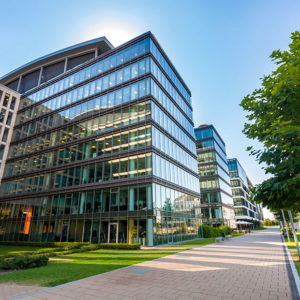 Modern office buildings to promote Greenfield Risk Solutions Insurance Brokers - Property Insurance