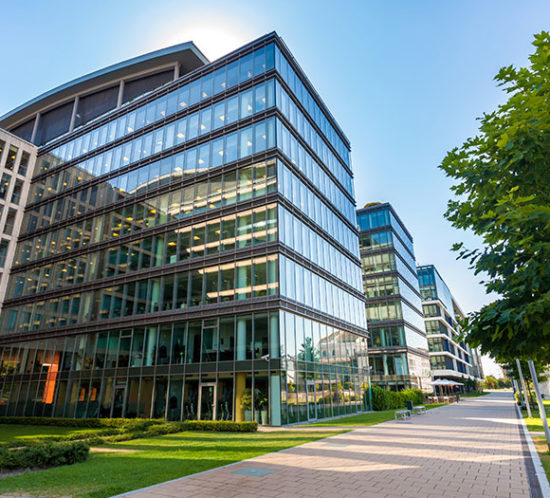 Modern office buildings to promote Greenfield Risk Solutions Insurance Brokers - Property Insurance