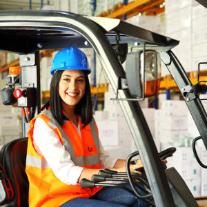Female worker operating a PVC to promote Greenfield Risk Solutions Insurance Brokers Training Driver Scheme